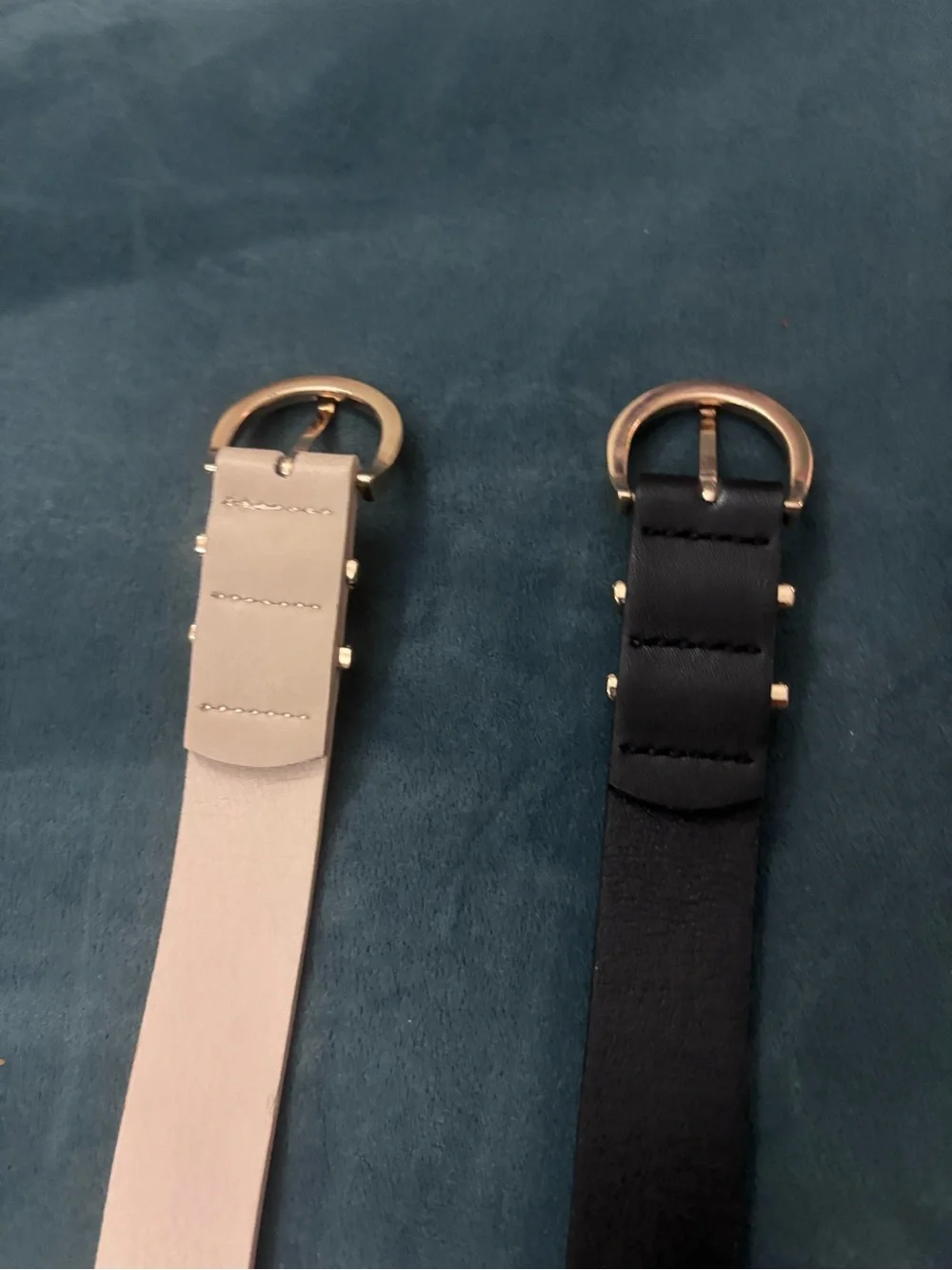 Women's Duo Belt Set - Black & Beige with Gold Buckles